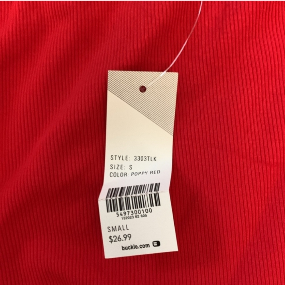 Fitz & Eddie, Womens NWTS sz Small red Ribbed stretchy long sleeve top. Adorable - Picture 5 of 10